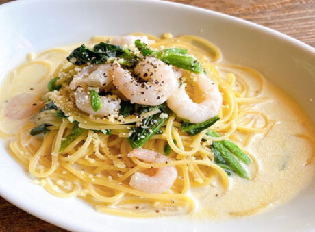 秋冬限定/スープパスタ　小海老とほうれん草のスープパスタ